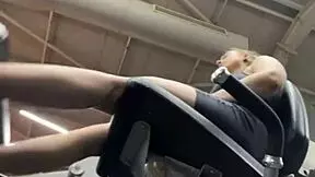 Public workout with masturbation