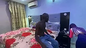 old man orders petite african prostitute to hotel room for rough fuck
