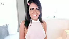 sabrina soleil cute petite latina huge cock pov cum swallow blowjob - no hands 😋