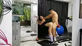 my personal trainer covers my mouth to muffle gym moans