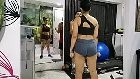 my personal trainer covers my mouth to muffle gym moans