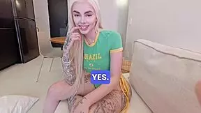 Petite blonde squirts in sloppy interview with big tits latina teen