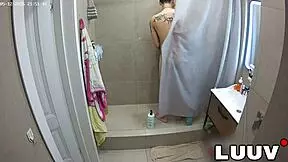 A couple plans exhibitionist shower fun.