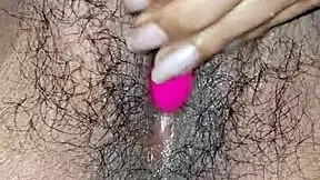 Hot hairy desi indian bhabhi inserts dildo deep