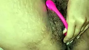 Hot hairy desi indian bhabhi inserts dildo deep