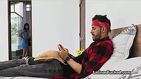 Latina starts date night on roomies hard cock with pierced nipples