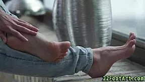 Petite Babe's Feet Cumshot