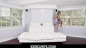 Small tits babe Kyler Quinn licks balls then gets pounded hard