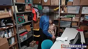 petite shoplifter caught and stripped by security guard