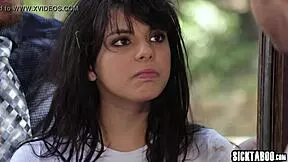 Petite latina says, 'Watch me jump on this huge dick!'