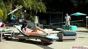 A black guy licks and then fucks a big tits milf.