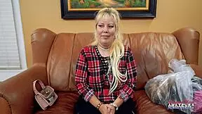 Curvy blonde hottie Nikki J gives BJ and gets pussy and butt fucked.