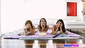 big cocked guy surprised his teen stepsis from behind with pussy licking