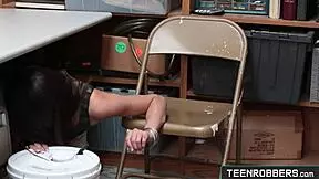 Hot girl shoplifter in lingerie got fucked by guard at office