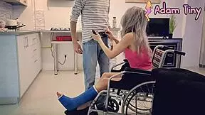 Slut in Wheelchair with Broken Ankle Begged for Help, But I Gave Her a Facial Instead
