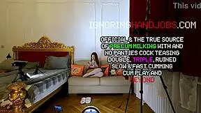 Super hot sexy horny brunette babe spits on cock to cum quickly