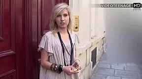 I am 18 year blonde vicky playing with sex toy during my porn castin