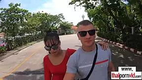 Hot Big Boobed Amateur Thai Teen Pounces On European Cock.