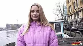 German scout picks up big saggy tits nurse for casting fuck