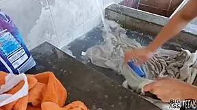 Blackmailing Aunt for Balcony Sex and Creampie