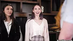 Lauren phillips chaperones her teen 18+ neighbor maya woulfe and her girlfriend lily larimar to hep them have lesbian sex for their first time