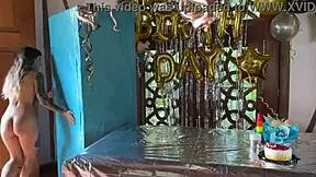 the best birthday surprise a real cock giving me until my ass is filled with milk - spoiler