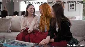 Lauren phillips chaperones her teen 18+ neighbor maya woulfe and her girlfriend lily larimar to hep them have lesbian sex for their first time