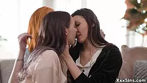 Lauren phillips chaperones her teen 18+ neighbor maya woulfe and her girlfriend lily larimar to hep them have lesbian sex for their first time