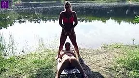 Hey, check out this public scandal at the lake with lesbian licking, blowjob, and squirting action!
