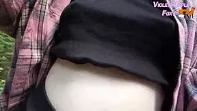 she takes a risky chance with solo public nudity deep in the forest, exposing herself completely