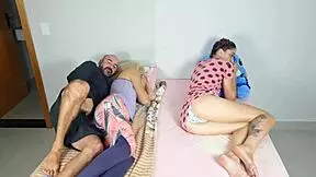 Stepfather fucks wife in front of stepdaughter