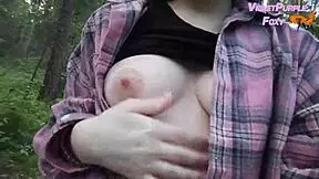 she takes a risky chance with solo public nudity deep in the forest, exposing herself completely