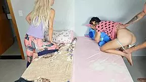 Stepfather fucks wife in front of stepdaughter