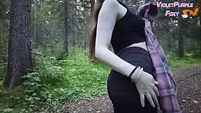 she takes a risky chance with solo public nudity deep in the forest, exposing herself completely