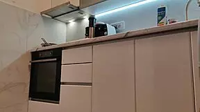 Look at this pawg preparing food in the kitchen while wearing tight yoga shorts and a bra.