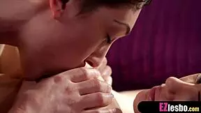 Sporty short-haired lesbian enjoys time with roommate