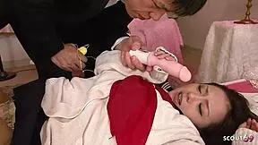 Older guy seduces Japanese teen for defloration sex