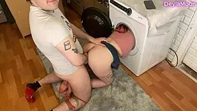 Stepmom stuck in washing machine as stepson inserts huge cock into her pussy s1e12