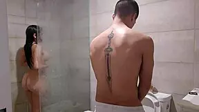 I hide towel to fuck stepsister