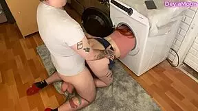 Stepmom stuck in washing machine as stepson inserts huge cock into her pussy s1e12