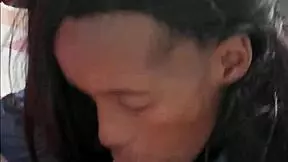 Daddy Boss Feels Ecstasy From Fantastic Black Slut's Intense Blowjob Close-Up