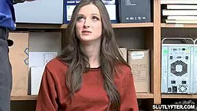 tattoed shoplyfter teen gets spreadeagle fuck penetrating her pussy