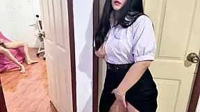 Student caught masturbating on sofa.