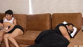 I Am Unfaithful To My Husband With His Stepson While He Is Resting On The Couch