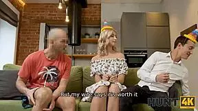 hunt4k blonde girlfriend fucks for cash, boyfriend profits