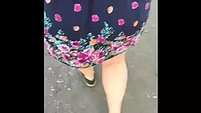 Street Whore Flashes Upskirt Teasingly