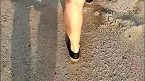 Street Whore Flashes Upskirt Teasingly
