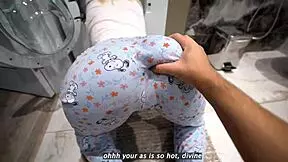 Step sister gets fucked while stuck inside washing machine - creampie