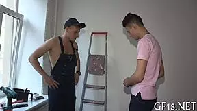 Nice-looking teen beauty poses doggy style for her friend