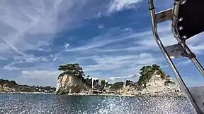 This horny curvy stepmom flashes her big tits on the public beach.